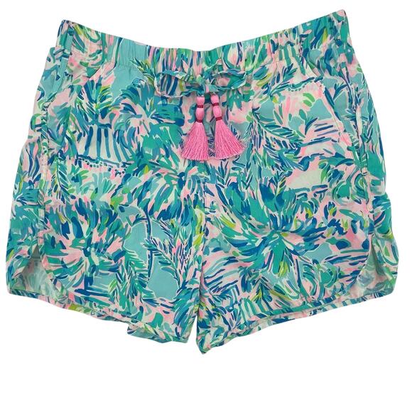 Lilly Pulitzer Ocean View Shorts, Blue Ibiza Cabana Print, Sz. S. Tropical Beach - Picture 1 of 8